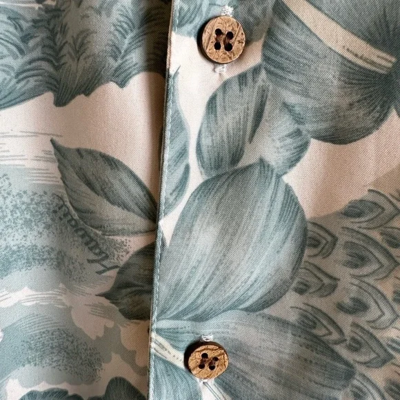 Trader Bay Washable  Mens XL Green/White Floral Button Short Sleeve Hawaii Shirt - Picture 8 of 12